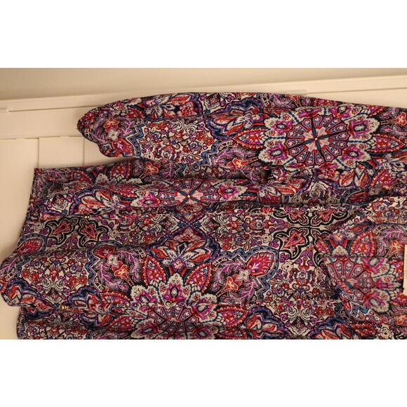 Alice & Trixie by Angela George 100% silk multi colored blouse size Large - Picture 2 of 6